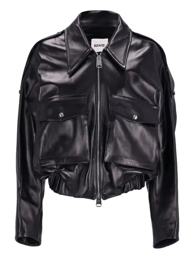 Khaite Leather Jacket "owey" In Black