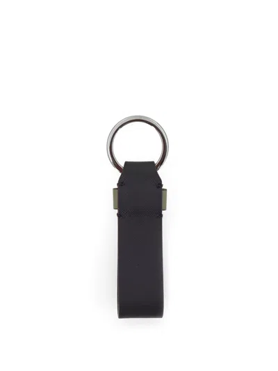 Kiton Ciro Paone Leather Keyring In Black