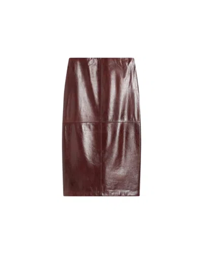 Sportmax Leather High Waist Pencil Skirt In Black