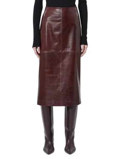Sportmax Leather High Waist Pencil Skirt In Black