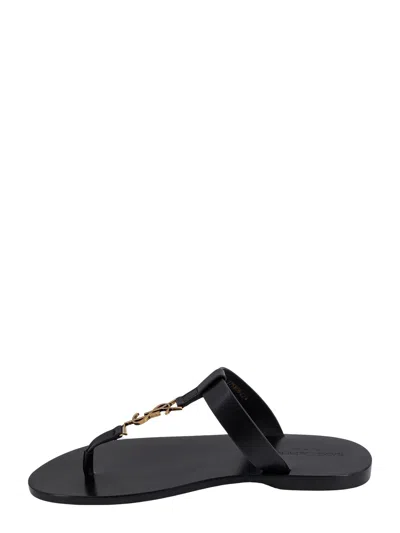 Saint Laurent Leather Sandals In Black