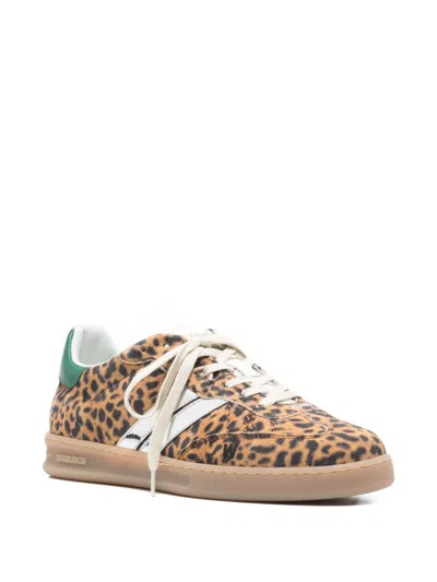 Woolrich Animal Print Low-top Sneakers With Rubber Sole In Brown