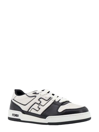 Fendi Leather Sneakers With Ff Lateral Logo In Black