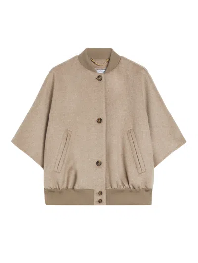 Max Mara Jacket With Front Pockets And High Collar In Multi