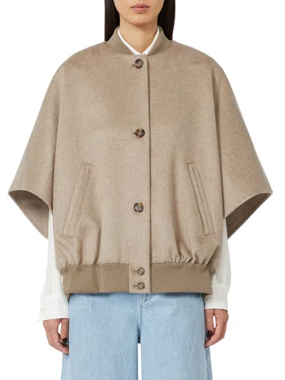 Max Mara Jacket With Front Pockets And High Collar In Multi