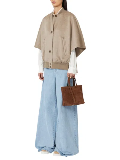 Max Mara Jacket With Front Pockets And High Collar In Multi