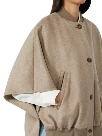 Max Mara Jacket With Front Pockets And High Collar In Multi