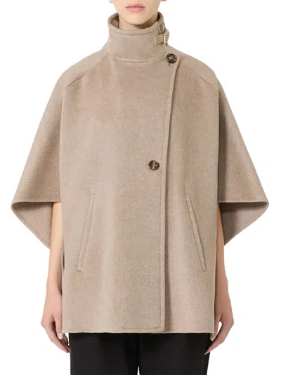 Max Mara Lightweight Cashmere Drap Cape In Multi