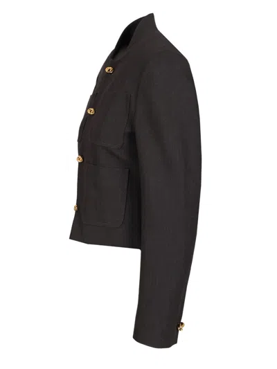 Bottega Veneta Women Cotton And Viscose Blazer With Knots Detail In Black