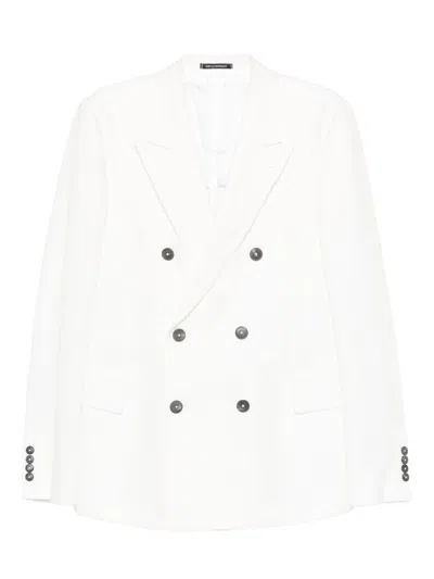 Emporio Armani Double-breasted Blazer Featuring Buttoned Cuffs In White
