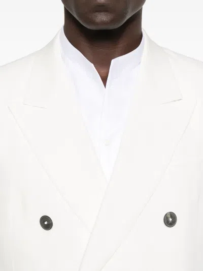 Emporio Armani Double-breasted Blazer Featuring Buttoned Cuffs In White