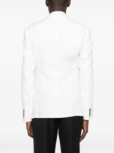 Emporio Armani Double-breasted Blazer Featuring Buttoned Cuffs In White