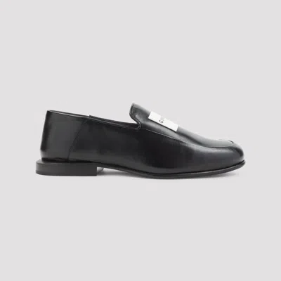Givenchy Label Leather Loafers In Black
