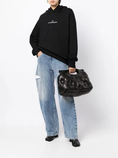 Maison Margiela Logo Cotton Hoodie In Black