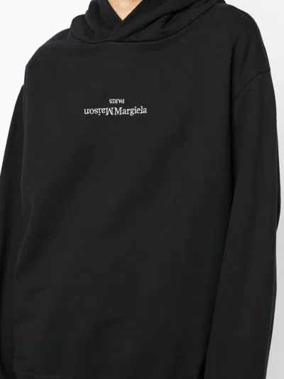 Maison Margiela Logo Cotton Hoodie In Black