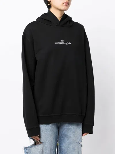 Maison Margiela Logo Cotton Hoodie In Black