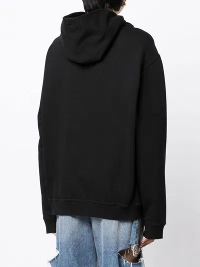 Maison Margiela Logo Cotton Hoodie In Black
