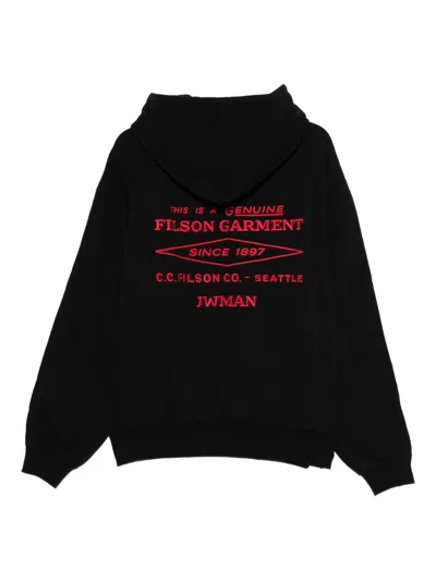 Junya Watanabe Cotton Hoodie With Logo And Back Print In Black