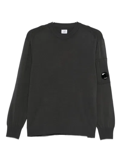 C.p. Company Wool Crewneck Sweater Featuring Logo Detail In Black