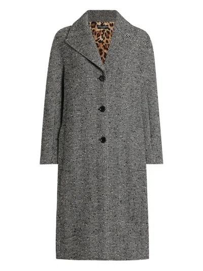 Dolce & Gabbana Long Chevron Coat Clothing In Brown