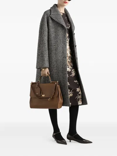 Dolce & Gabbana Long Chevron Coat Clothing In Brown