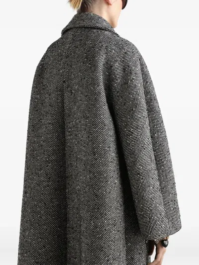 Dolce & Gabbana Long Chevron Coat Clothing In Brown