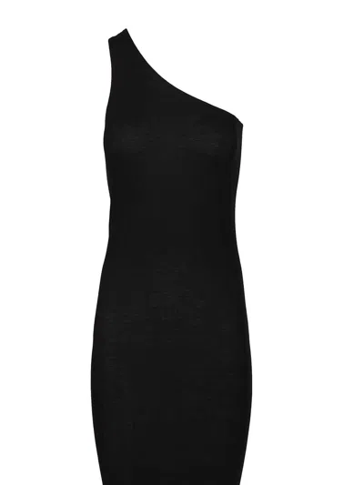 Rick Owens Long Knitted Dress Dresses Black In Brown