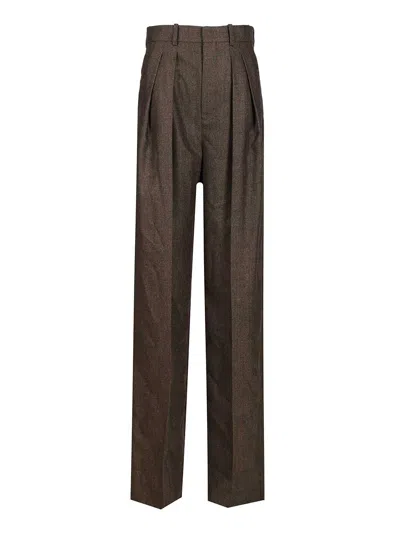Saint Laurent Loose-fitting Trousers Brown In Brown
