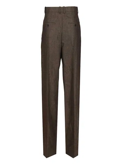 Saint Laurent Loose-fitting Trousers Brown In Brown