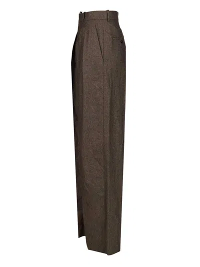 Saint Laurent Loose-fitting Trousers Brown In Brown