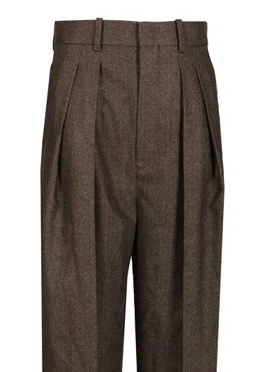 Saint Laurent Loose-fitting Trousers Brown In Brown