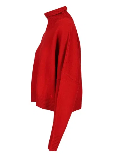 Lou Lou De Saison Luke Stand Collar Sweater Knitwear Red In Red