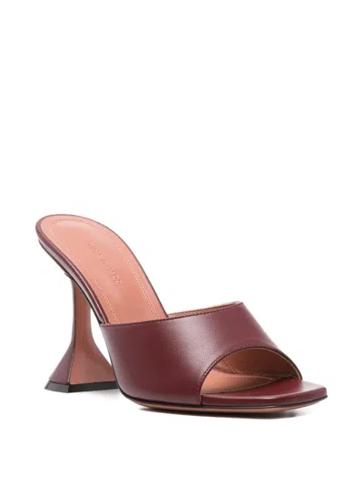 Amina Muaddi 95m Lupita Square-toe Sandals In Burgundy