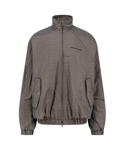 Balenciaga Zipped Jacket With Brown And Blue Checked Motif In Gold