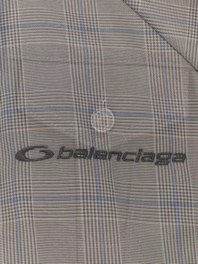 Balenciaga Zipped Jacket With Brown And Blue Checked Motif In Gold