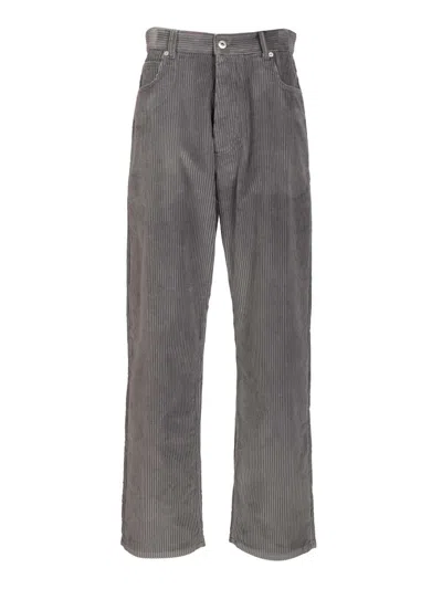 Bottega Veneta Matt Cotton Corduroy Wide Leg Trousers Grey In Multi