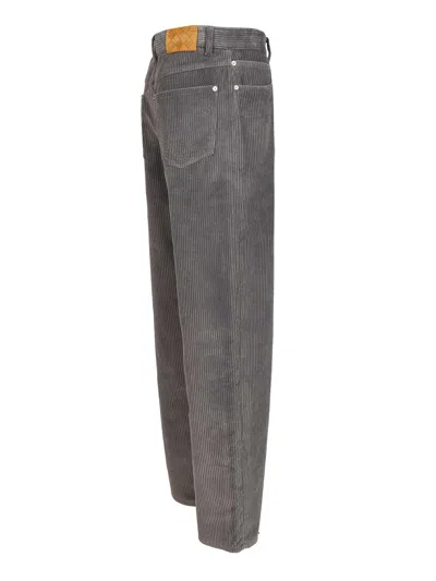 Bottega Veneta Matt Cotton Corduroy Wide Leg Trousers Grey In Multi
