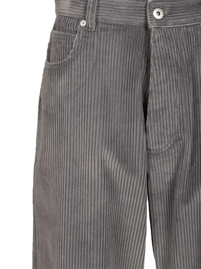 Bottega Veneta Matt Cotton Corduroy Wide Leg Trousers Grey In Multi