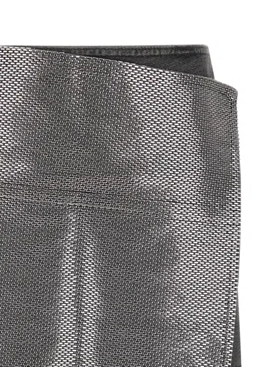 Haikure Asymmetric Metallic Skirt Contrast Patch In Gray