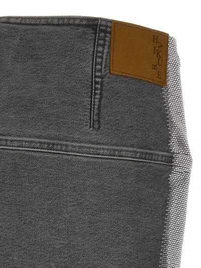 Haikure Asymmetric Metallic Skirt Contrast Patch In Gray