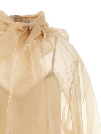 Zimmermann Memento Organza Shirt And Blouse Beige In Neutral