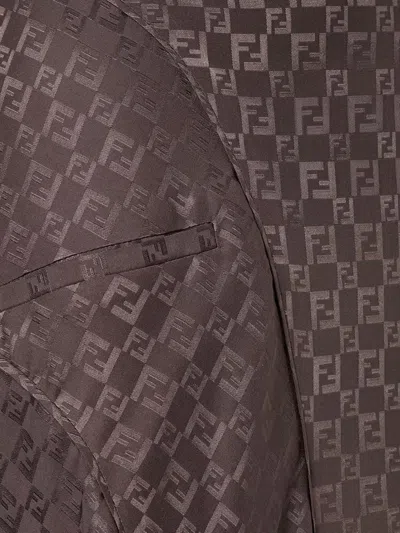 Fendi Women Midi Ff Jacquard Silk Skirt In Brown