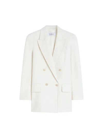 Max Mara Suez Double Cotton Blend Blazer In White