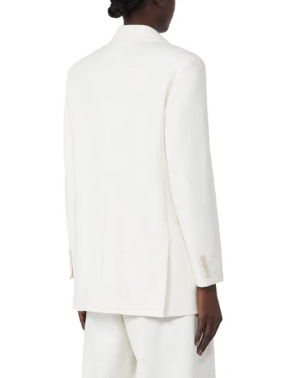 Max Mara Suez Double Cotton Blend Blazer In White