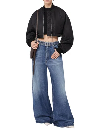 Sportmax Oversized Jeans With Belt - Midnight Blue In Blue