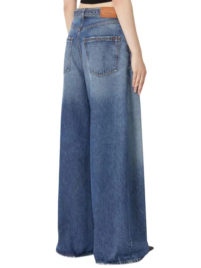Sportmax Oversized Jeans With Belt - Midnight Blue In Blue