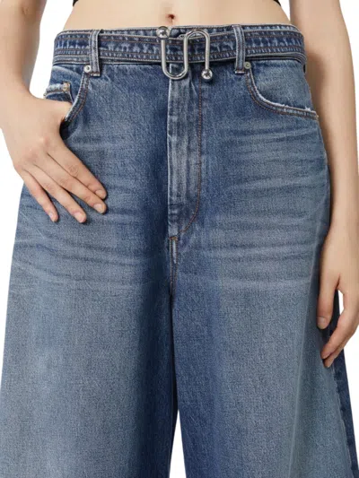 Sportmax Oversized Jeans With Belt - Midnight Blue In Blue