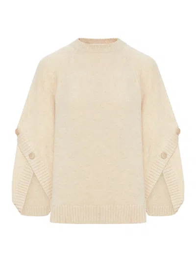 Max Mara Crossover Detail Oversized Wool And Cashmere Sweater In Neutral