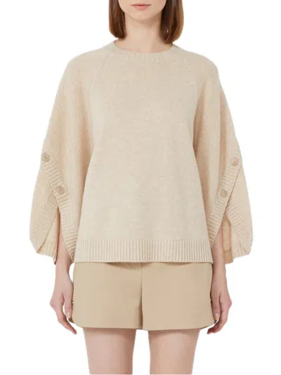 Max Mara Crossover Detail Oversized Wool And Cashmere Sweater In Neutral