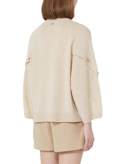 Max Mara Crossover Detail Oversized Wool And Cashmere Sweater In Neutral